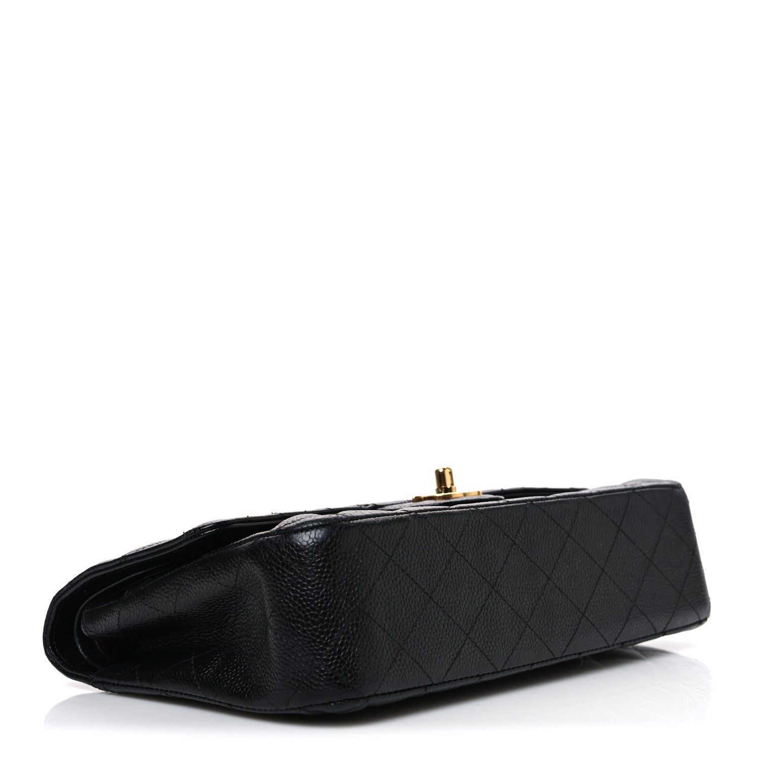 Caviar Quilted Medium Double Flap Black
