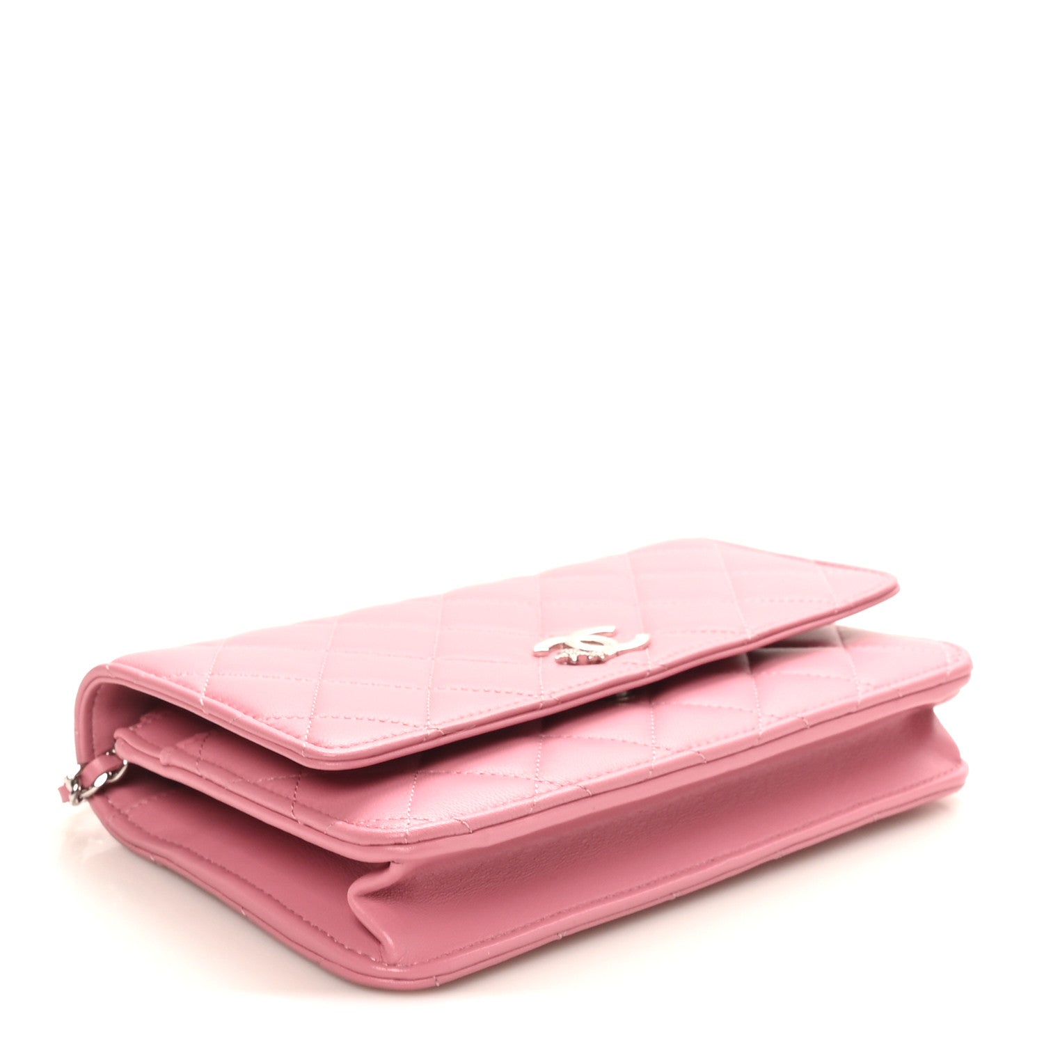 Lambskin Quilted Crystal Star Wallet On Chain WOC Pink