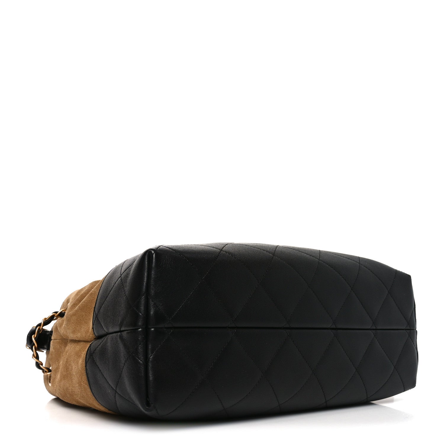 Suede Calfskin Shiny Lambskin Quilted Small Coco Base Shopping Bag Beige Black