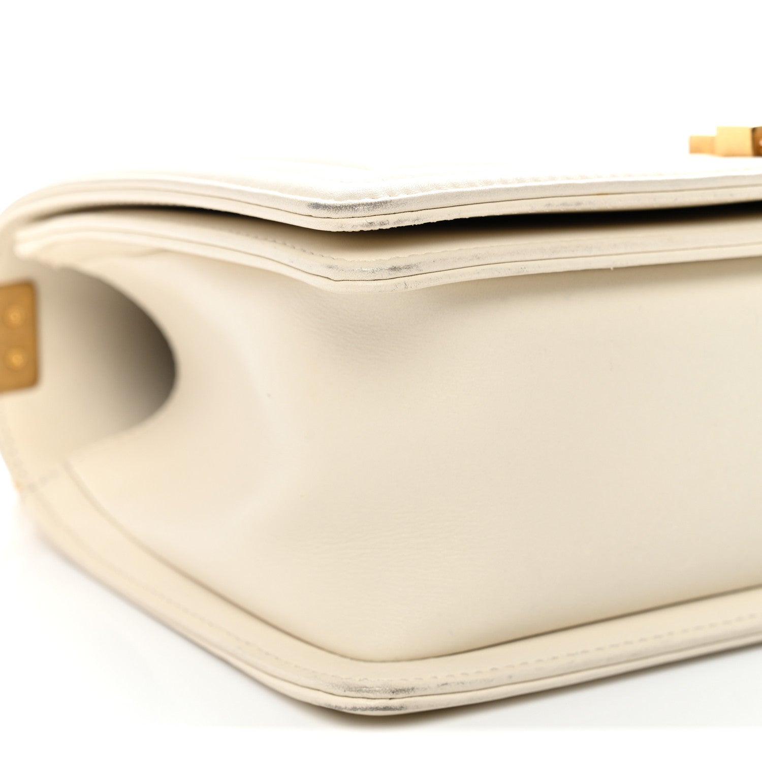 Caviar Suede Calfskin Chevron Medium Boy Flap White
