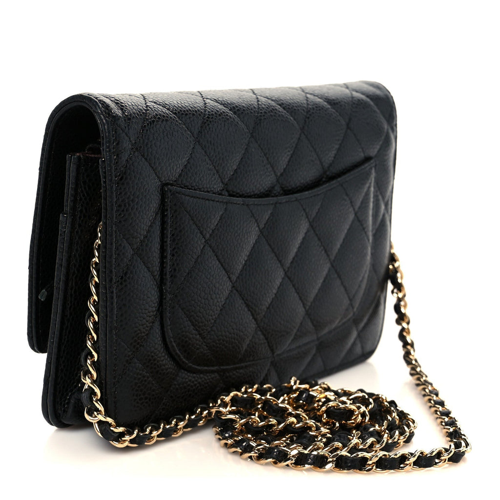 Caviar Quilted Wallet On Chain WOC Black