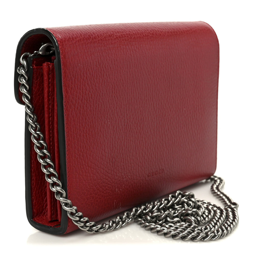 Calfskin Mini Dionysus Chain Wallet Hibiscus Red
