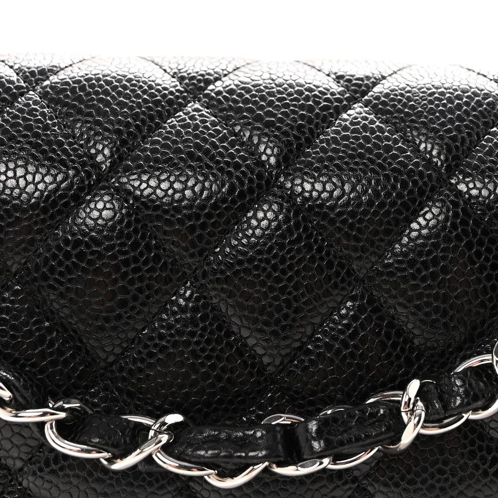 Caviar Quilted Medium Double Flap Black