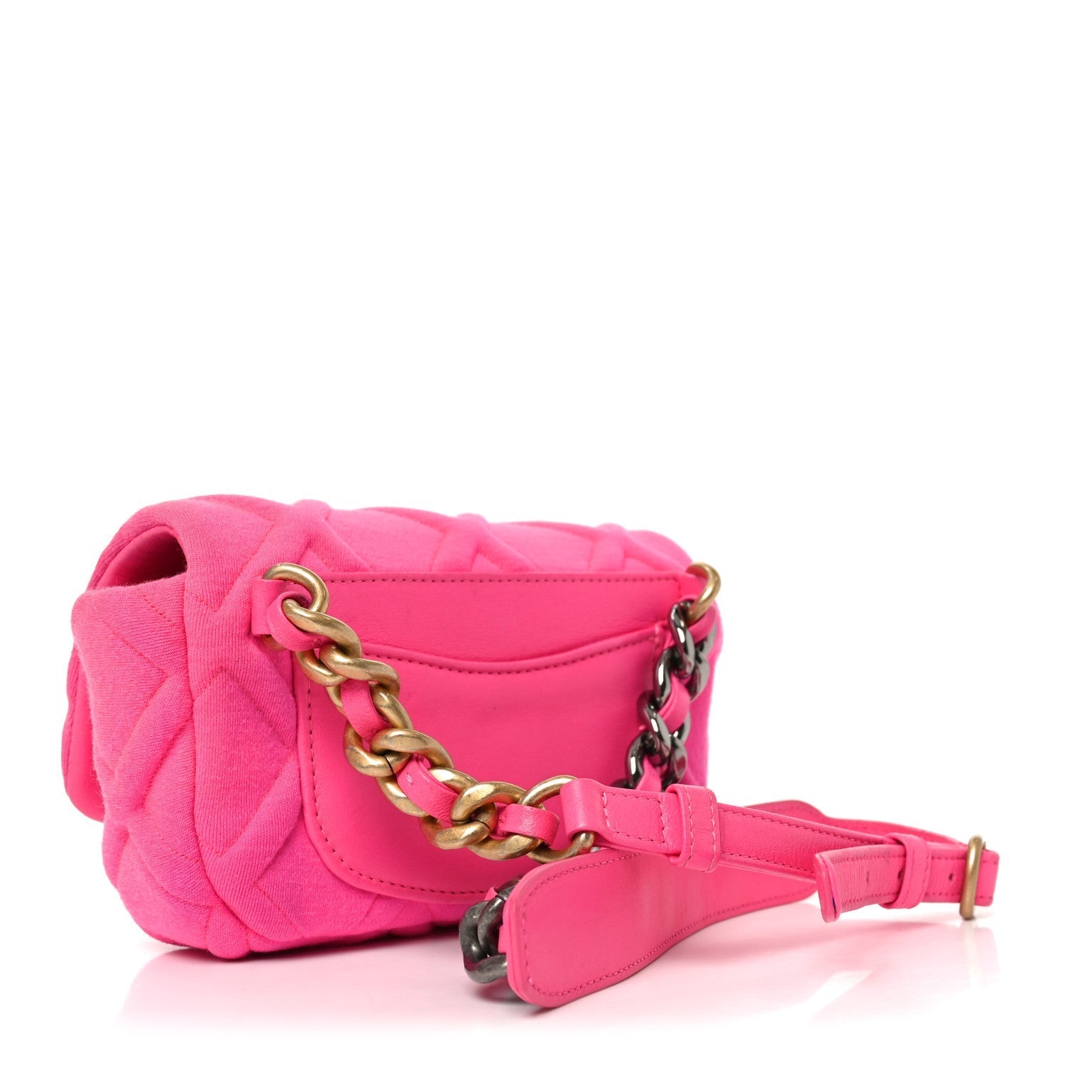 Jersey Quilted Chanel 19 Waist Bag Pink