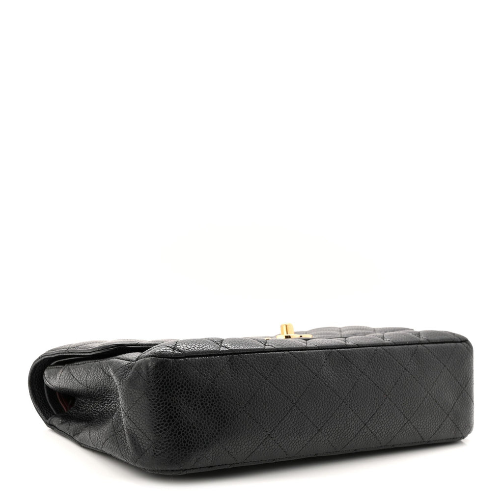 Caviar Quilted Medium Double Flap Black