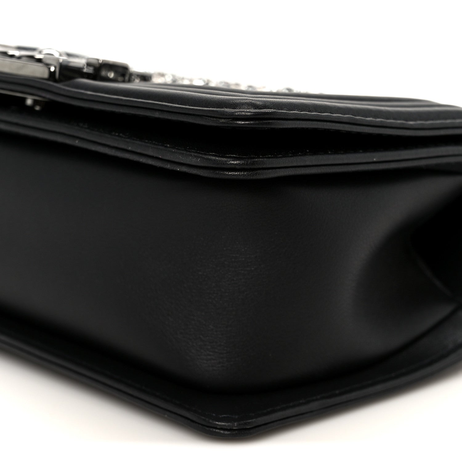 Calfskin Strass Crystal Small Boy Flap Black