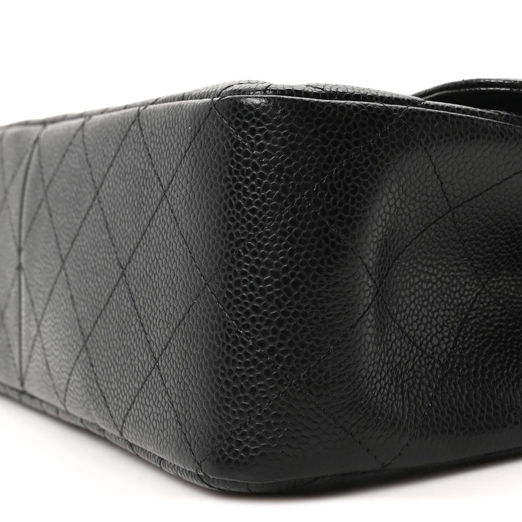 Caviar Quilted Jumbo Double Flap Black