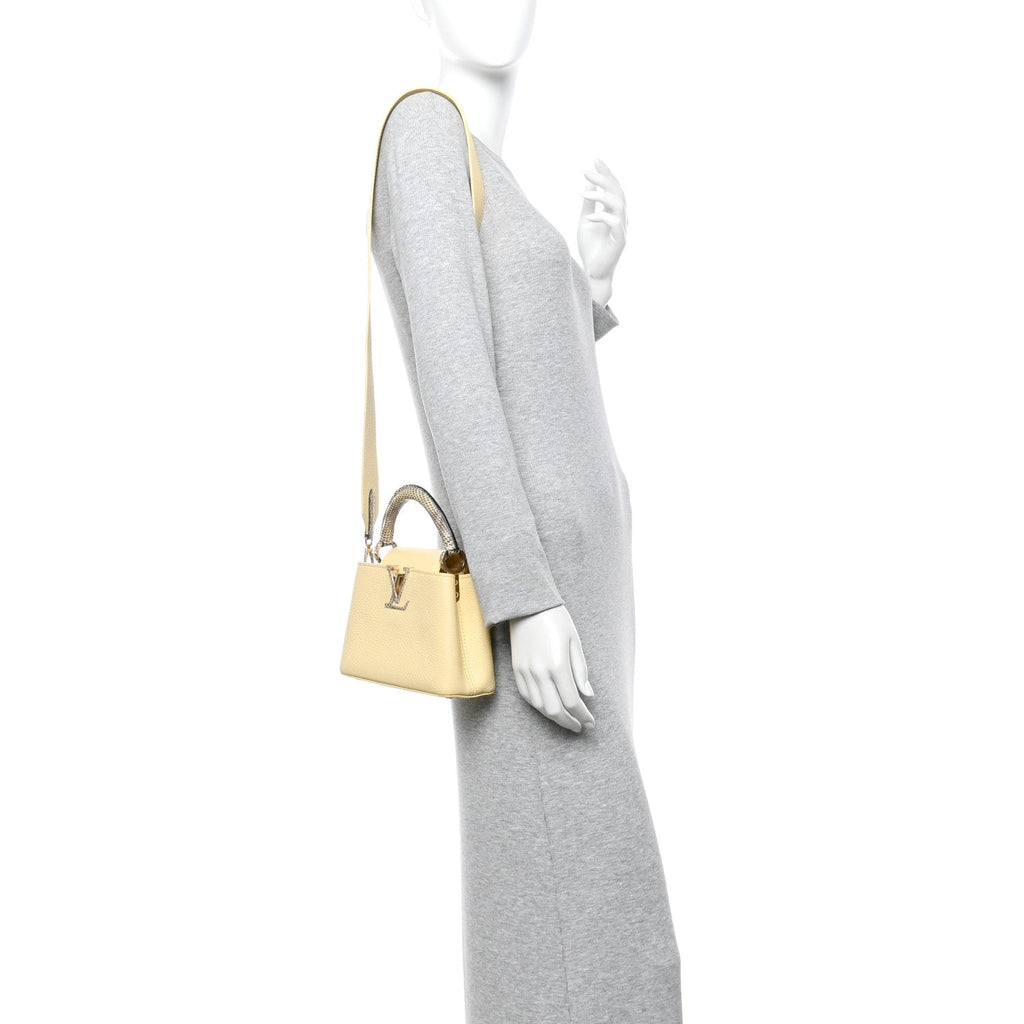 Taurillon Snakeskin Mini Capucines Banane