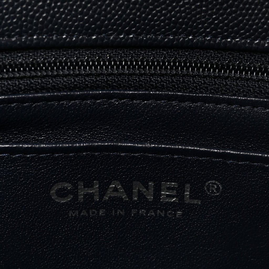 Caviar Quilted Mini Rectangular Flap Navy