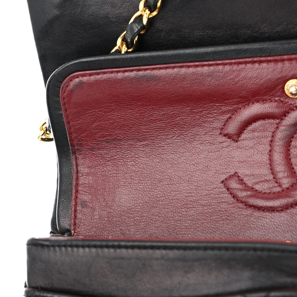Lambskin Quilted Small Double Flap Black