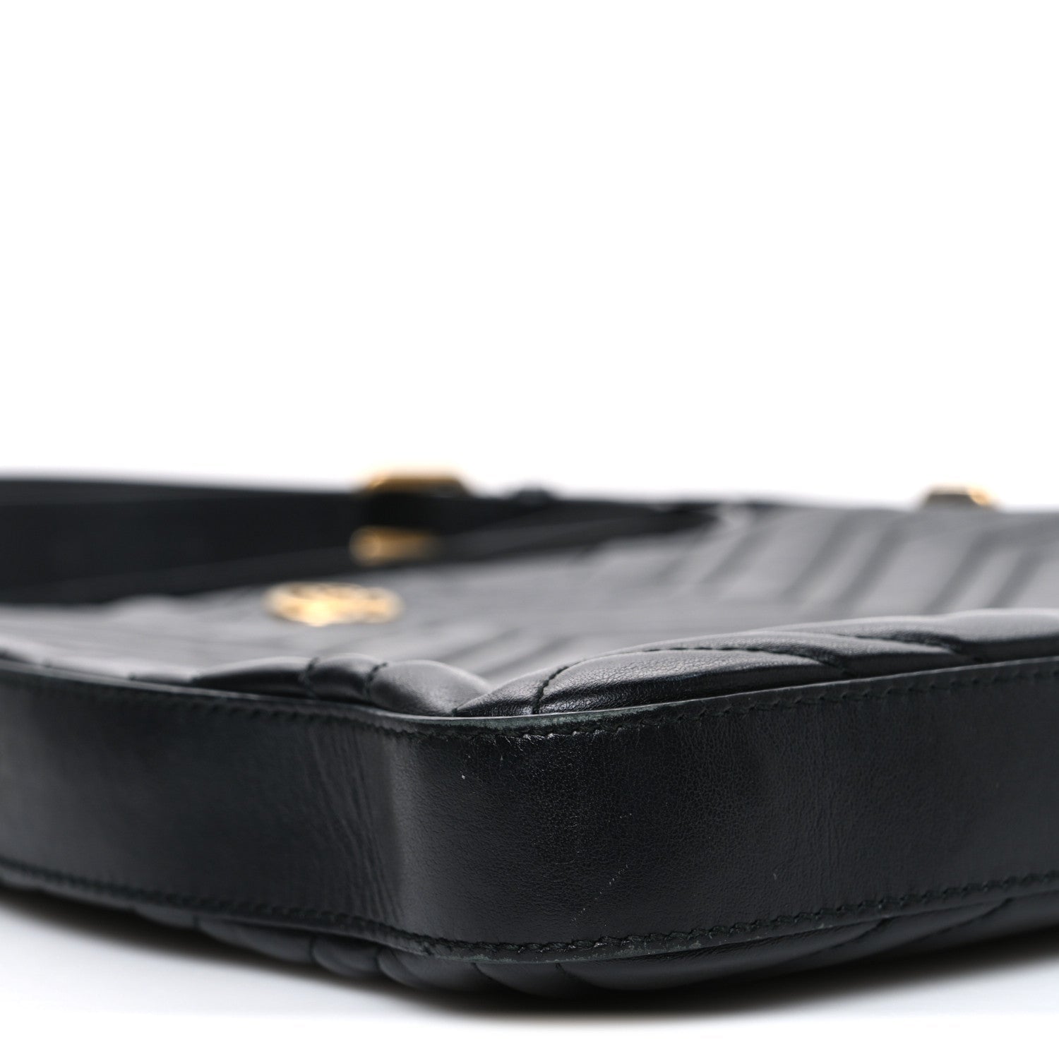 Calfskin Matelasse GG Marmont Flat Messenger Bag Black