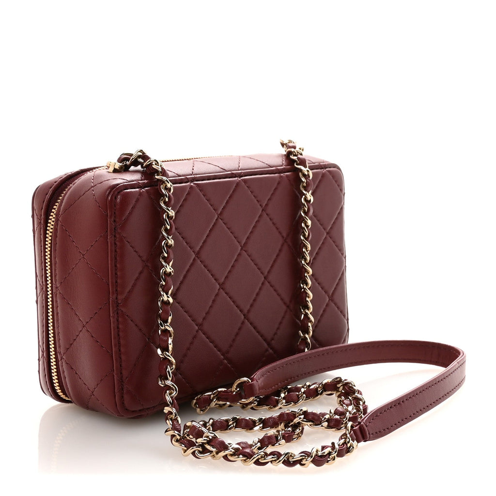 Lambskin Quilted Coco Click Bag Burgundy
