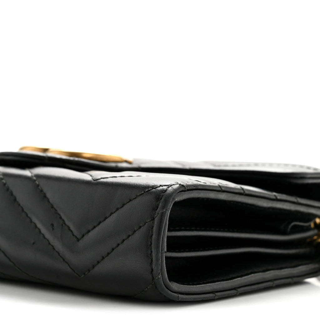Calfskin Matelasse GG Marmont Chain Wallet Black