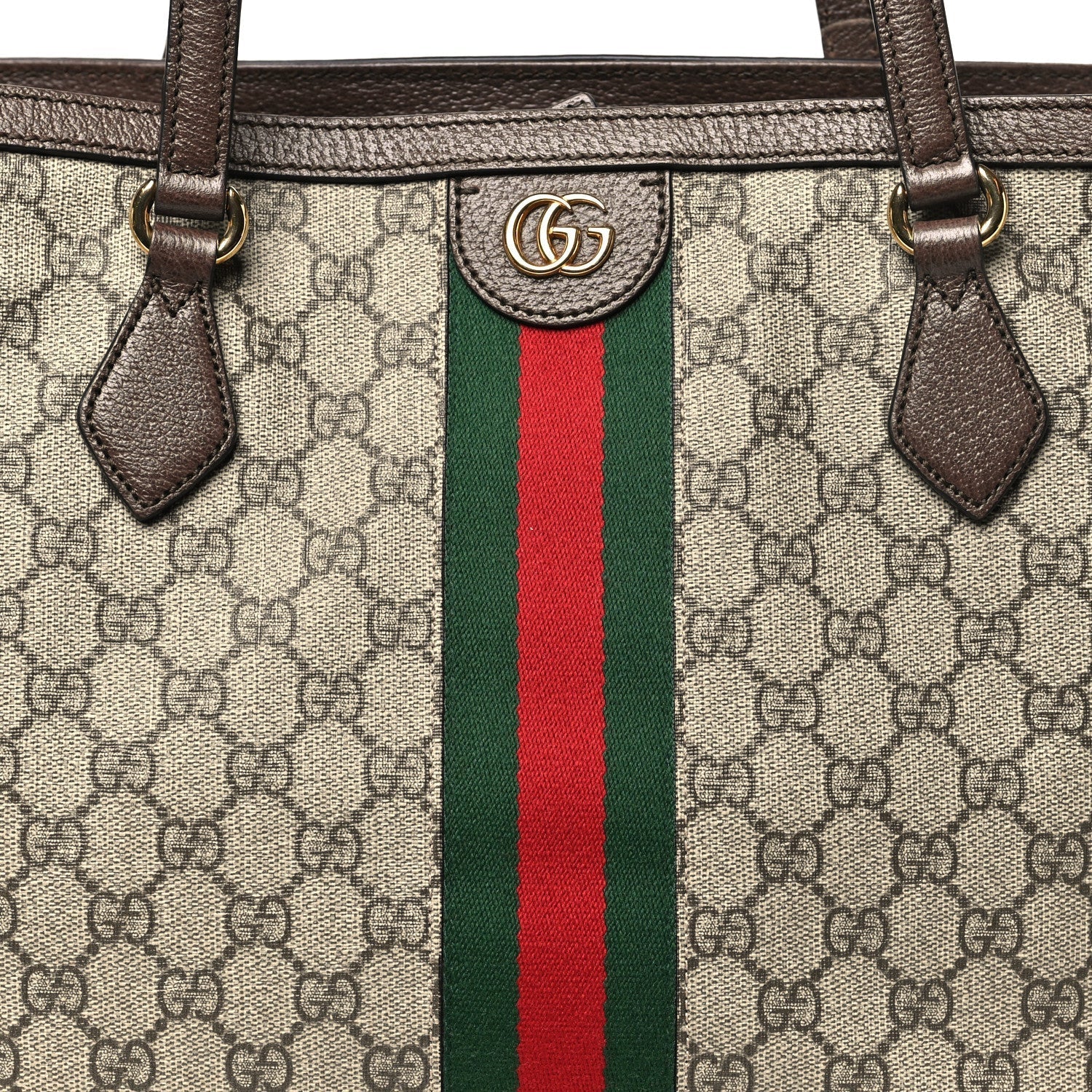 GG Supreme Monogram Medium Ophidia Shopping Tote Brown