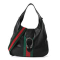 Calfskin Web Stripe Medium Dionysus Hobo Black