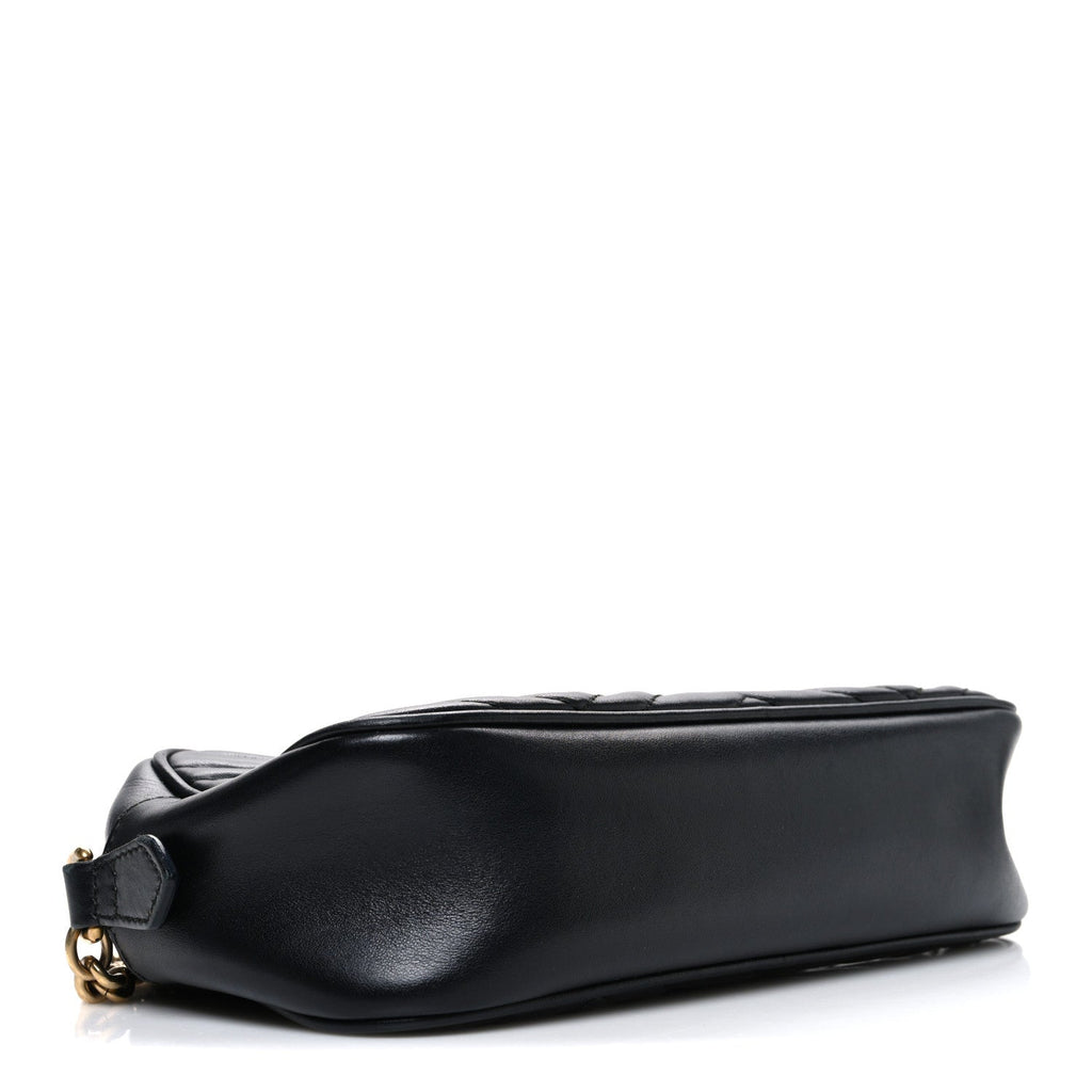 Calfskin Matelasse Small GG Marmont Chain Shoulder Bag Black