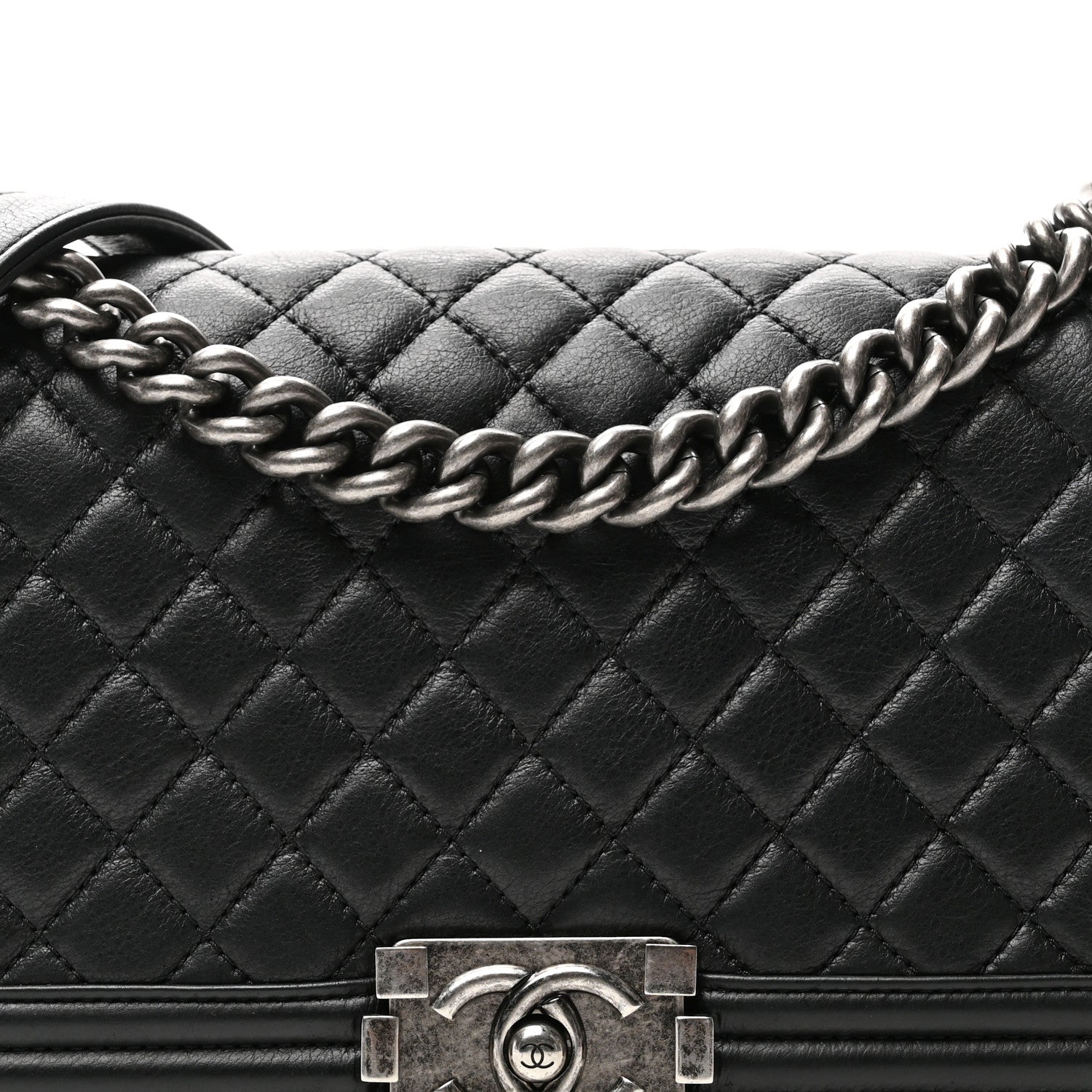 Calfskin Quilted Medium Boy Flap Black