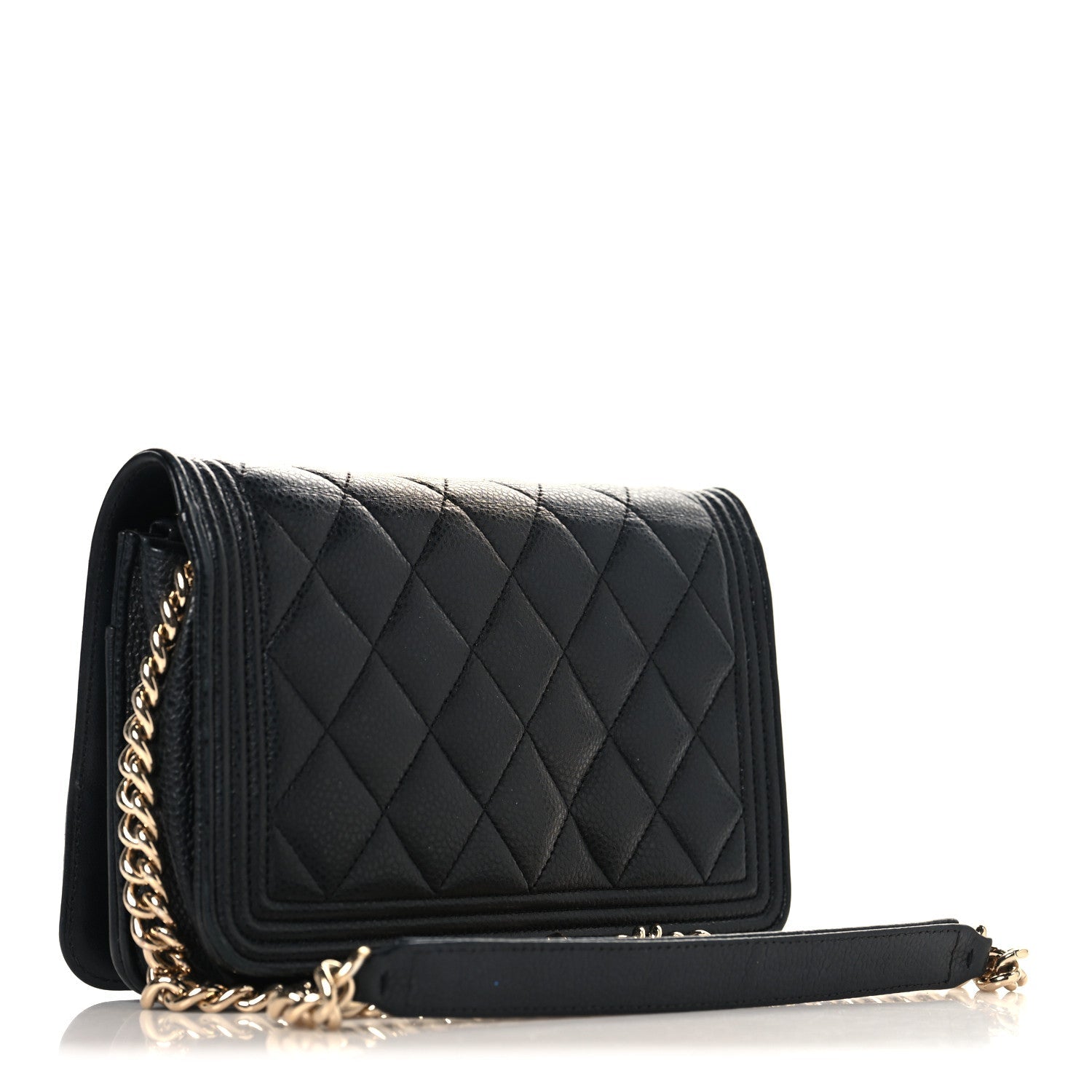 Caviar Quilted Boy Wallet On Chain WOC Black