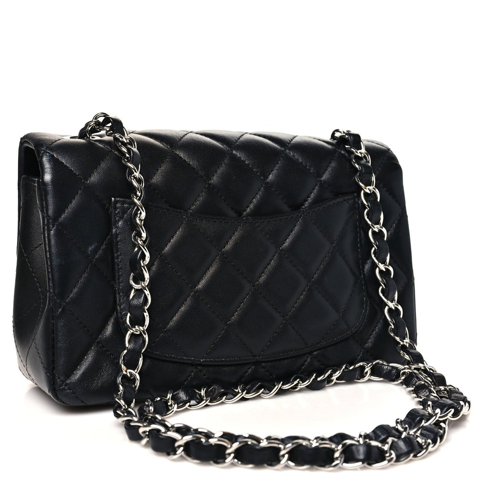 Lambskin Quilted Mini Rectangular Flap Black