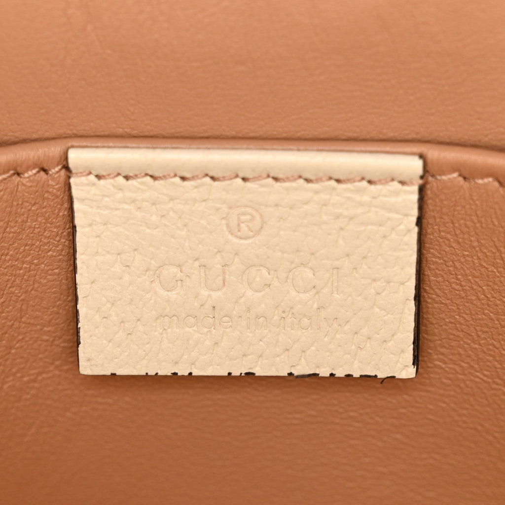 GG Supreme Monogram Berry Textured Dollar Calfskin Small Padlock Tote Beige Ebony Light Copper Mystic White