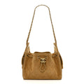 Suede Quilted Mini Chanel 25 Handbag Beige