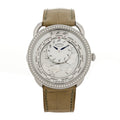 Stainless Steel Alligator Diamond Bezel Mother of Pearl 38mm Arceau Le Temps Voyageur Automatic Watch Gris Perle