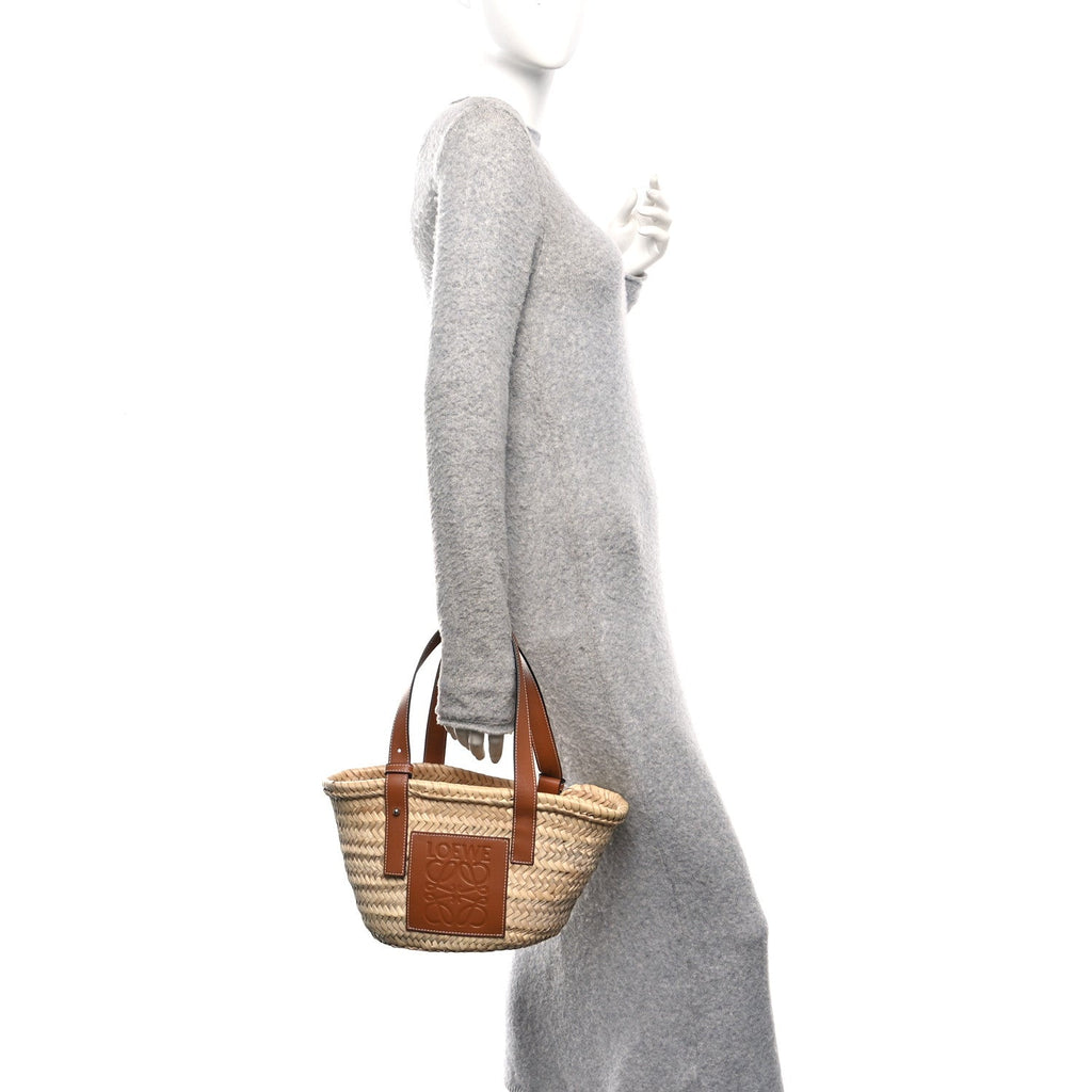 Raffia Small Basket Tote Bag Natural Tan