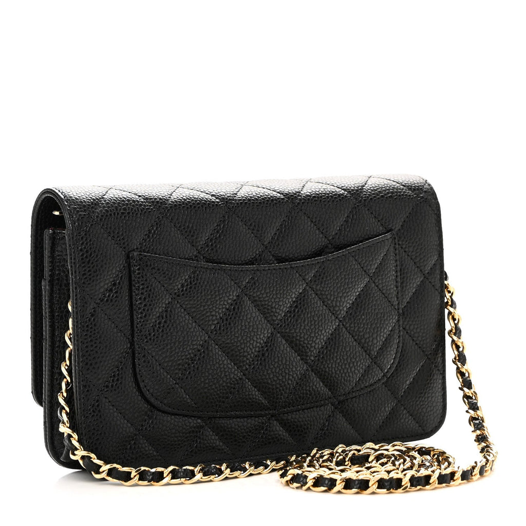 Caviar Quilted CC Turnlock Wallet On Chain WOC Black