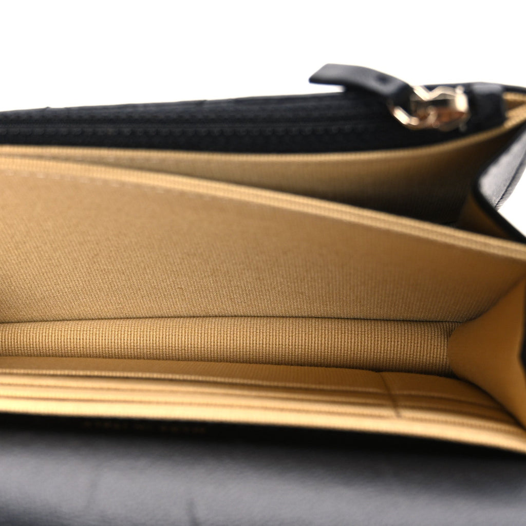 Lambskin Quilted Coco Clips Mini Wallet On Chain WOC Black