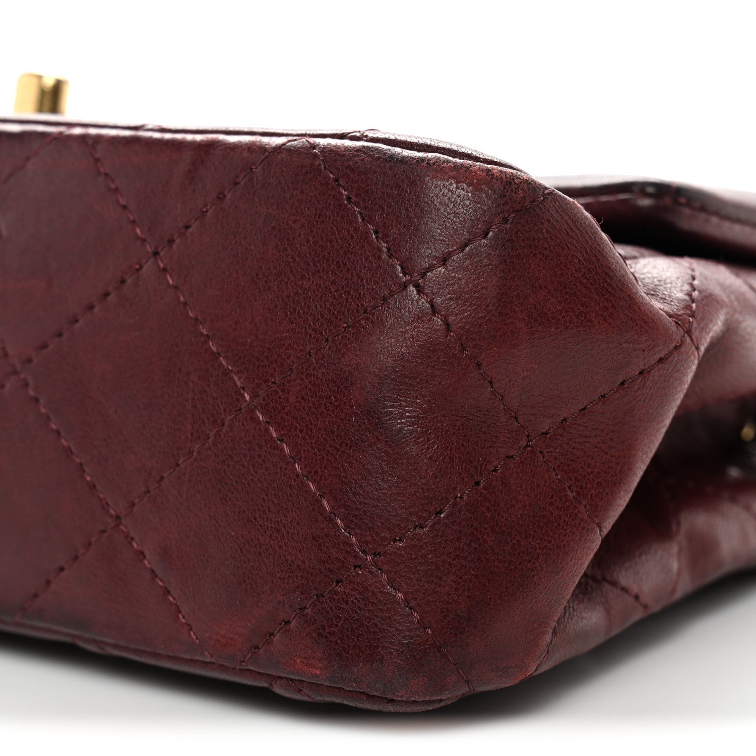 Lambskin Quilted Mini Rectangular Flap Burgundy