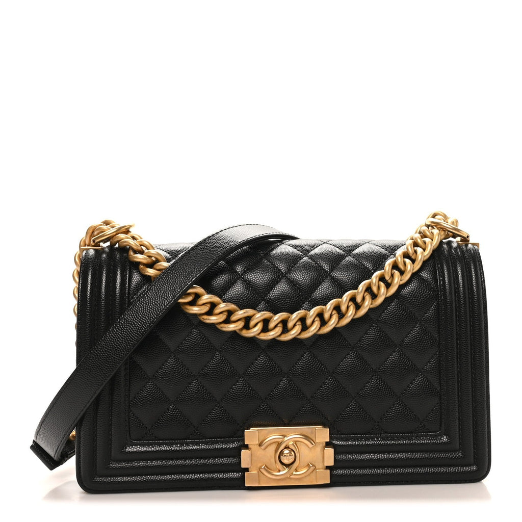 Caviar Quilted Medium Boy Flap Black