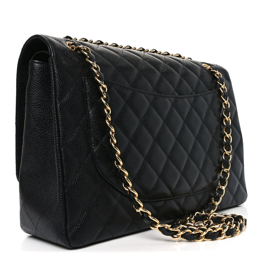 Caviar Quilted Maxi Double Flap Black