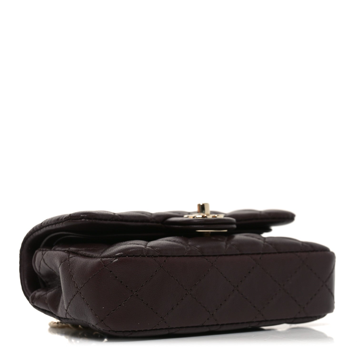 Lambskin Quilted Mini Double Flap With Hook Dark Brown