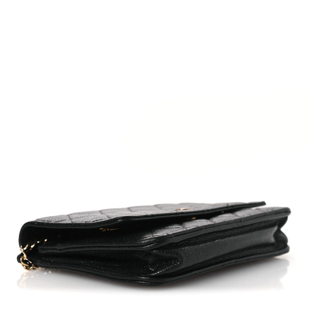 Caviar Quilted Wallet on Chain WOC Black
