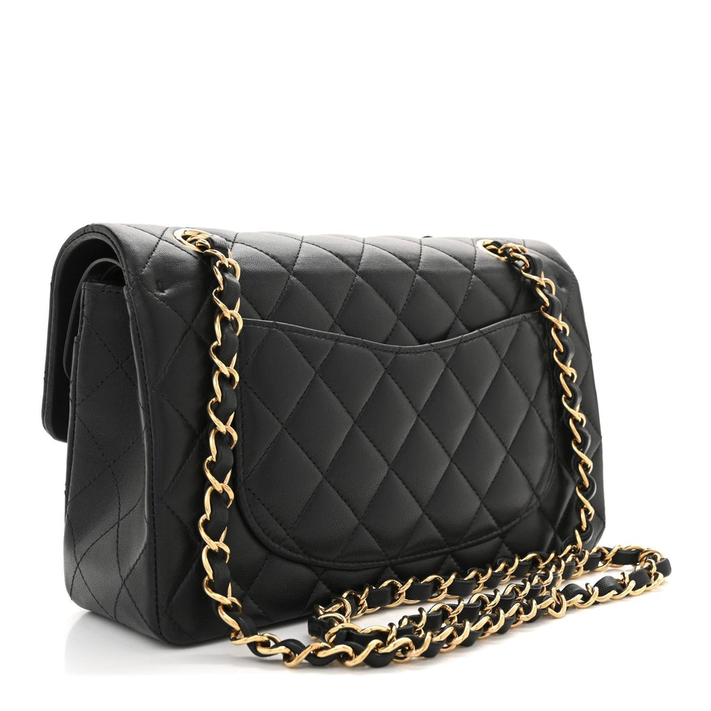 Lambskin Quilted Small Double Flap Black
