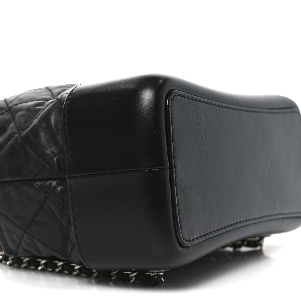 Aged Calfskin Quilted Small Gabrielle Backpack Black