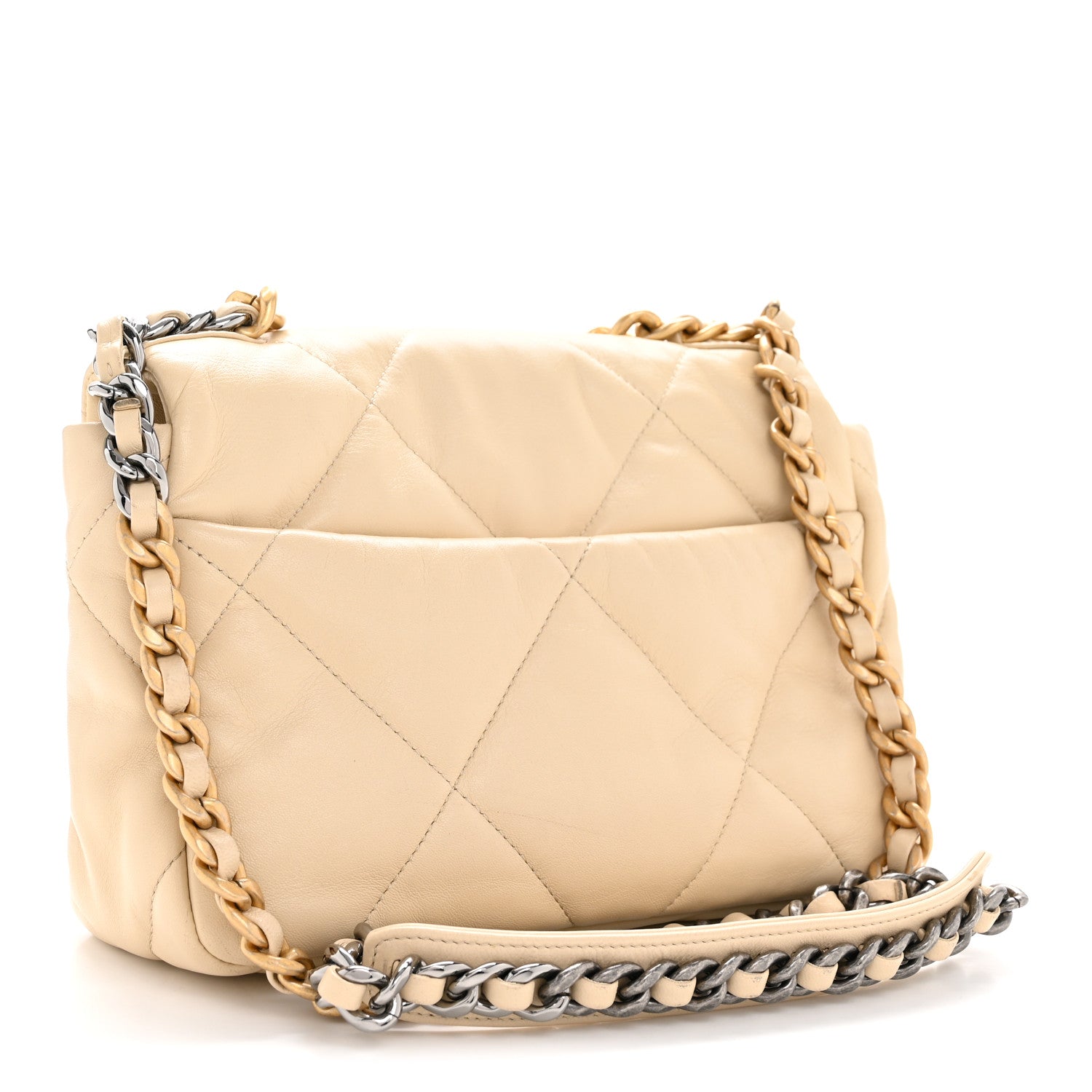 Lambskin Quilted Medium Chanel 19 Flap Beige