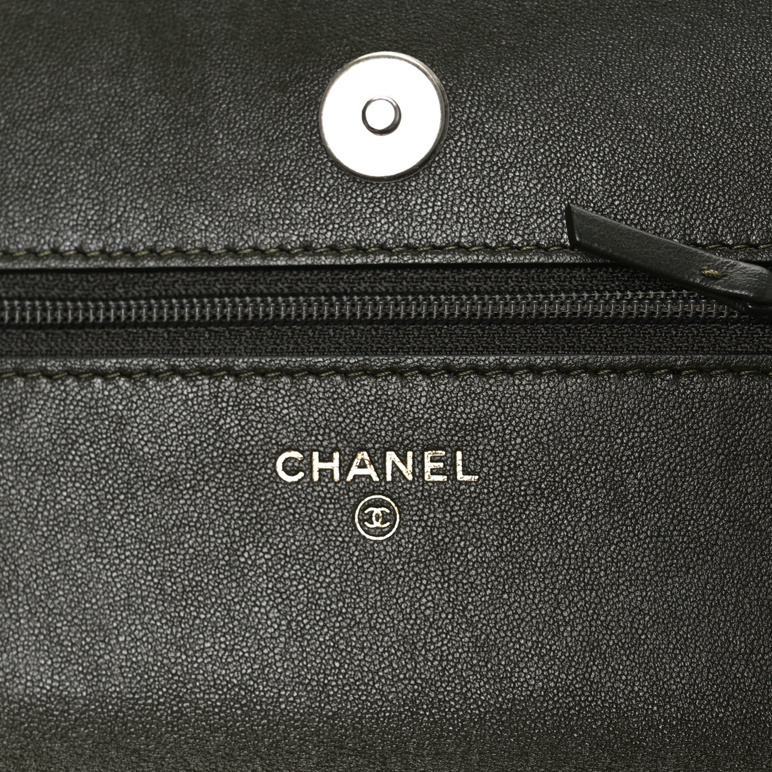 Lambskin Quilted Chanel 19 Wallet On Chain WOC Dark Green