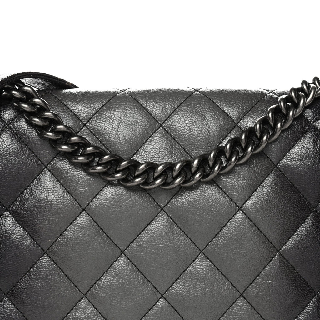 Goatskin Ombre Faded Quilted Large Boy Flap Grey