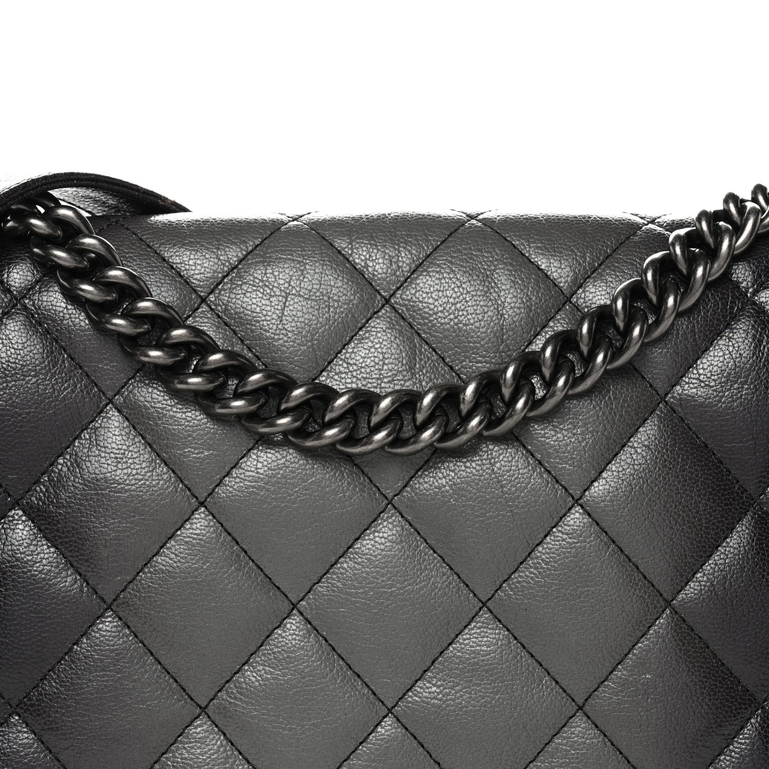 Goatskin Ombre Faded Quilted Large Boy Flap Grey