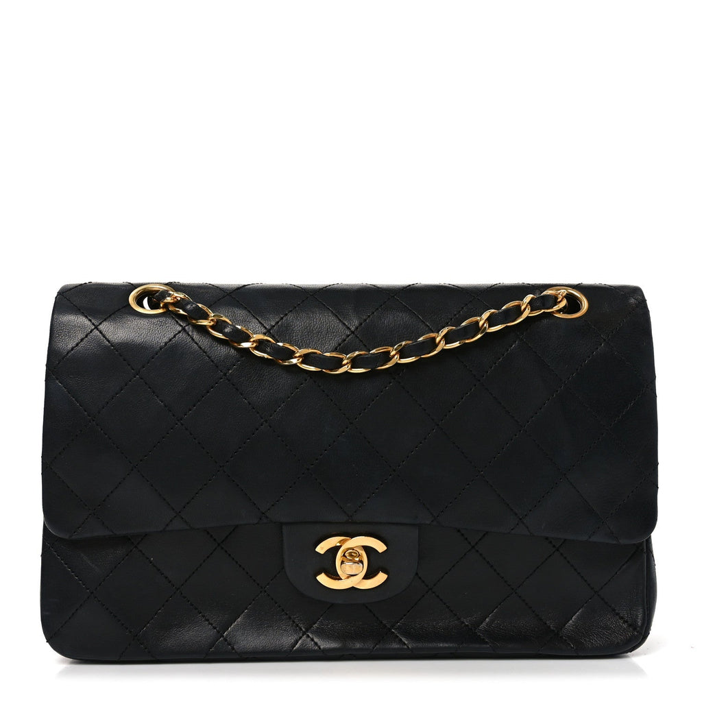 Lambskin Quilted Small Double Flap Black