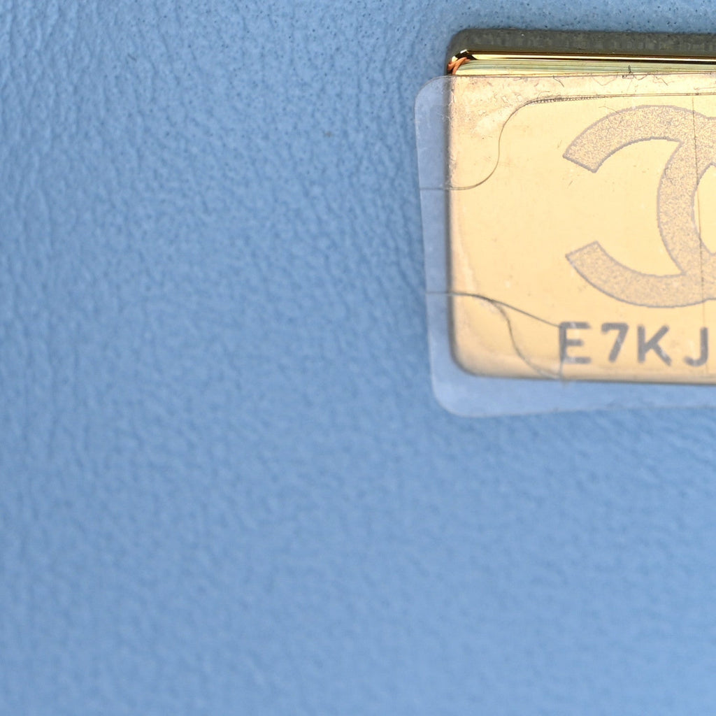 Lambskin Quilted Mini Rectangular Flap Light Blue