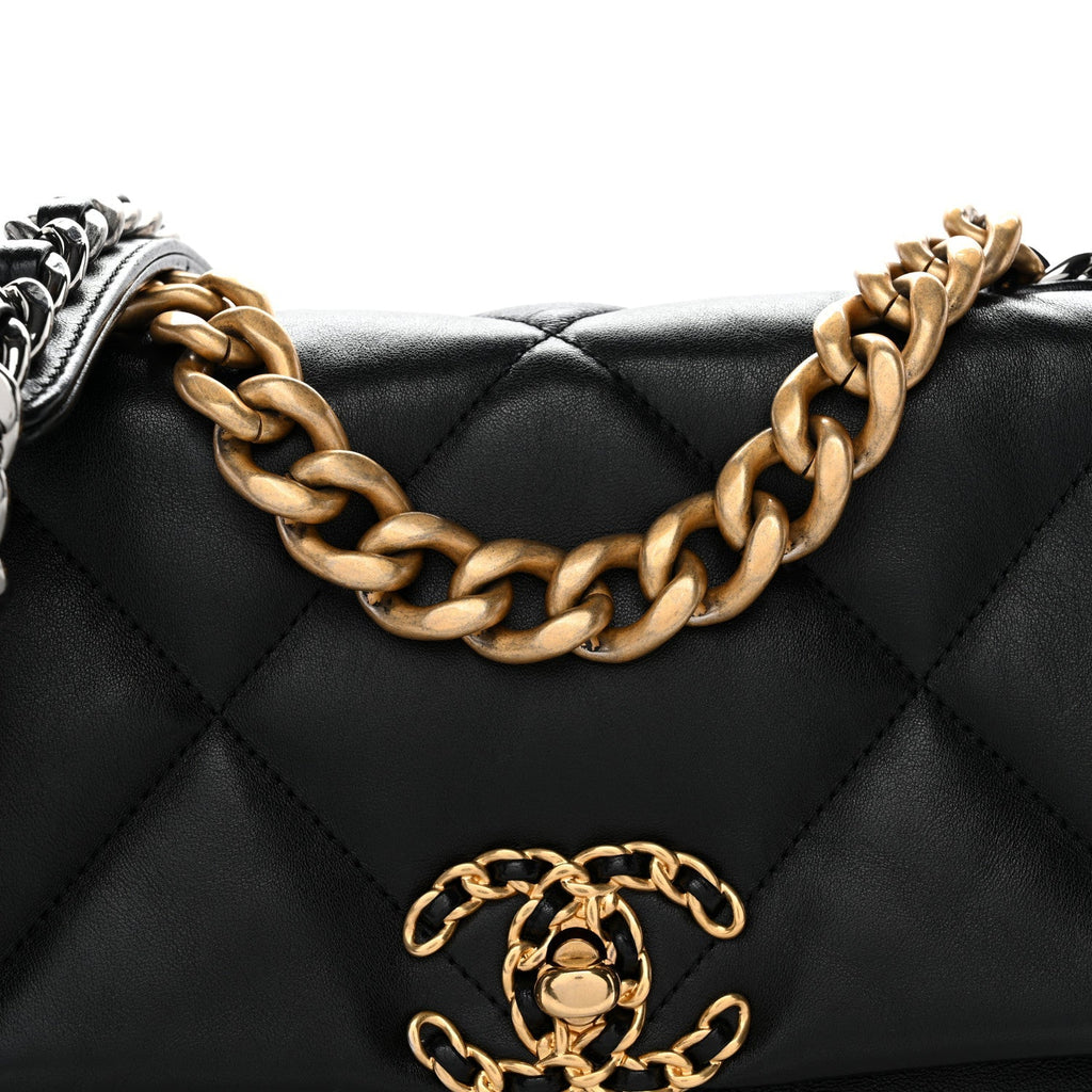 Lambskin Quilted Medium Chanel 19 Flap Black