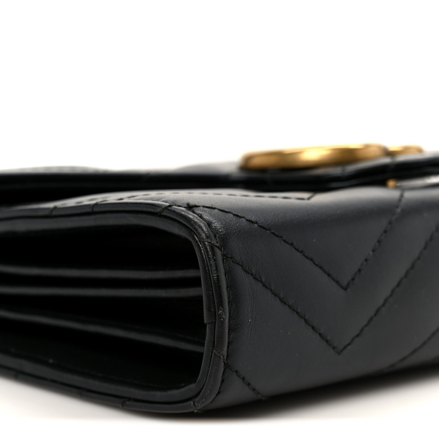 Calfskin Matelasse GG Marmont Chain Wallet Black