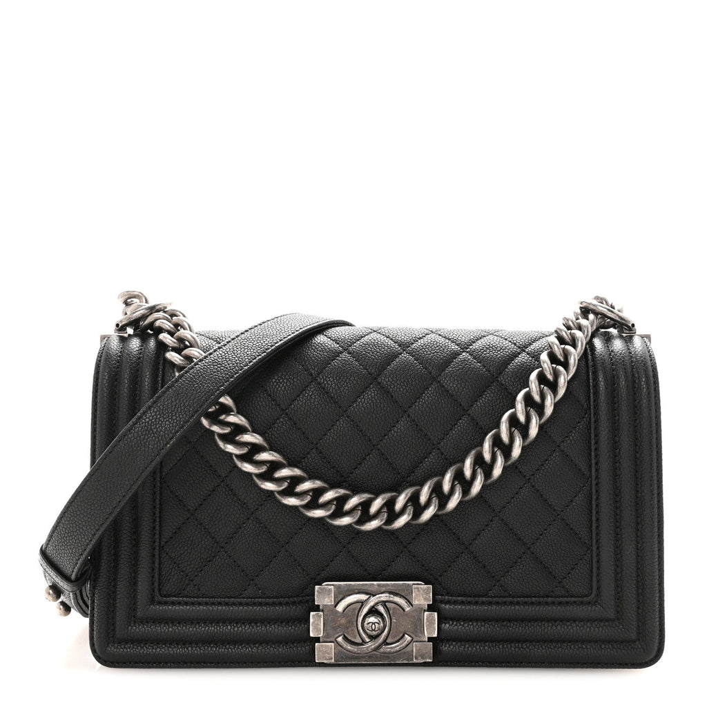 Caviar Quilted Medium Boy Flap Black
