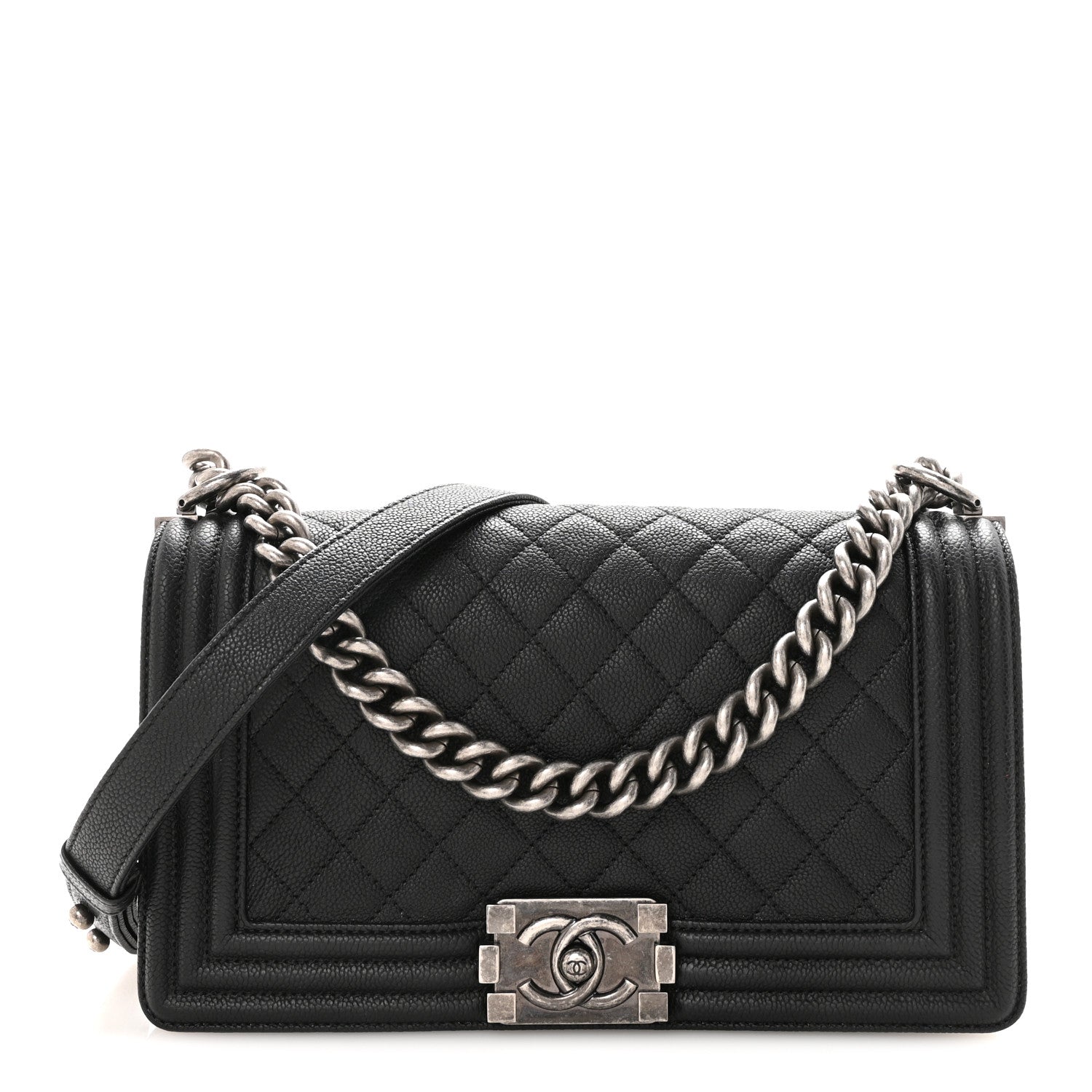 Caviar Quilted Medium Boy Flap Black