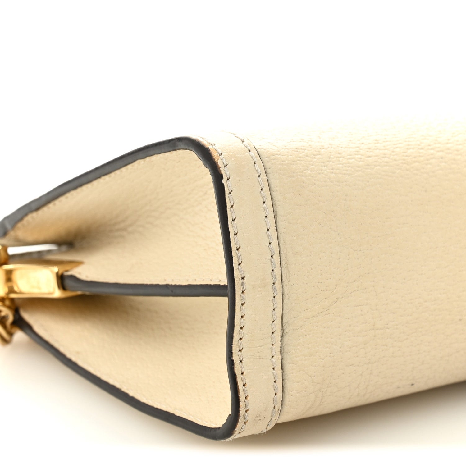 Textured Calfskin Web Small Ophidia Chain Shoulder Bag Mystic White