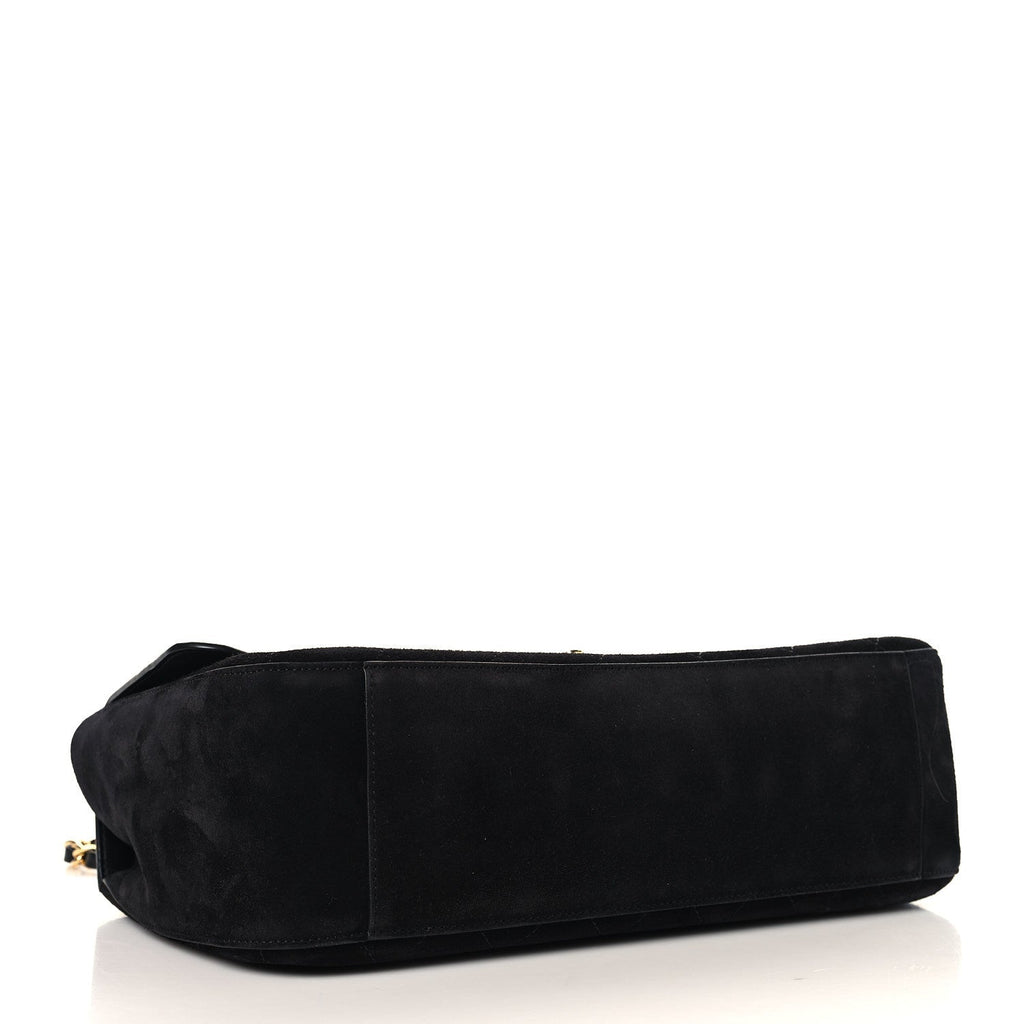 Suede Calfskin Small Souplissimo Maxi Flap Black