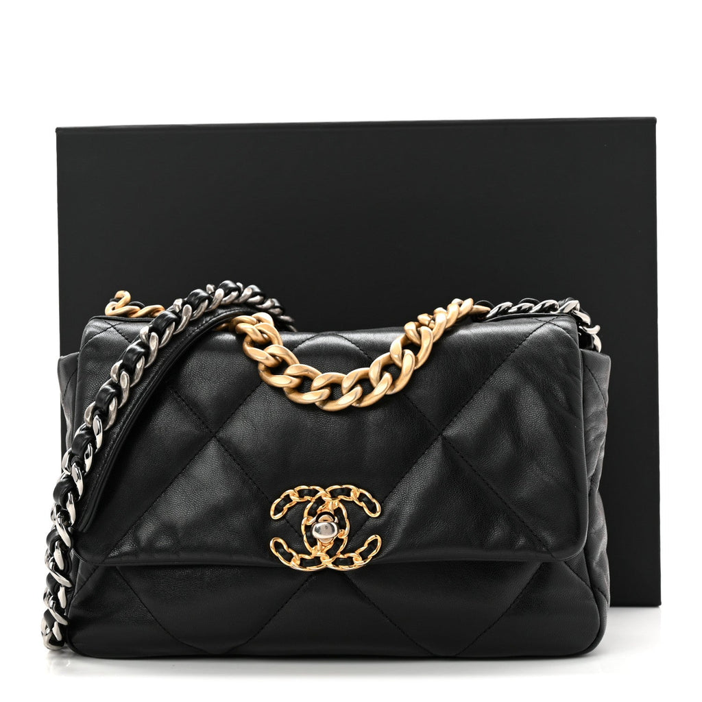 Goatskin Quilted Medium Chanel 19 Flap Black