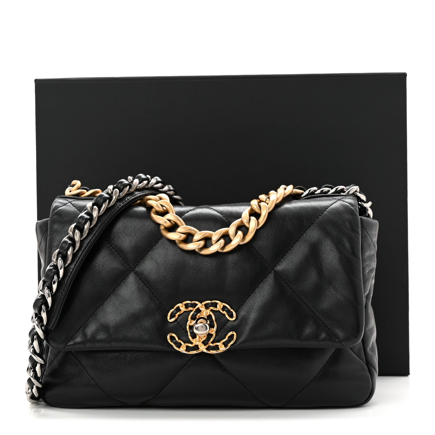 Goatskin Quilted Medium Chanel 19 Flap Black